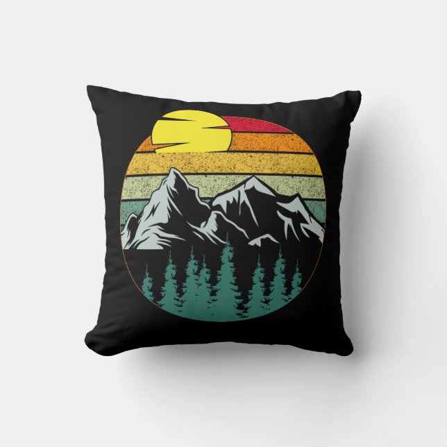 Minimalistic Mountains Nature camping Hiking Cushion (Front)