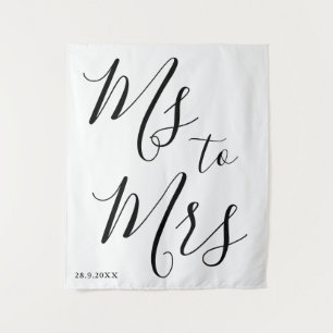 Minimalistic Ms to Mrs Bridal Shower Photo Prop Tapestry