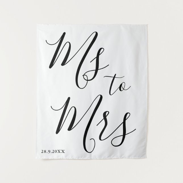 Minimalistic Ms to Mrs Bridal Shower Photo Prop Tapestry (Front)
