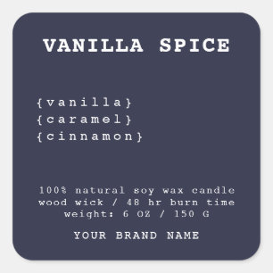 Minimalistic navy blue candle label