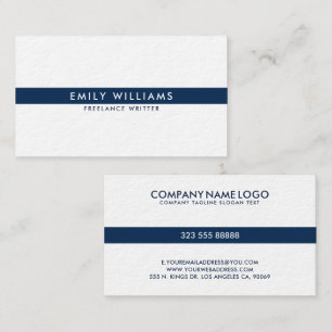 Minimalistic Navy-Blue Thin Stripe On White Business Card