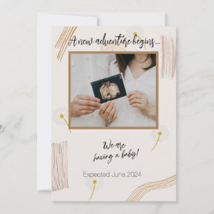 Minimalistic Neutral beige pregnancy announcement