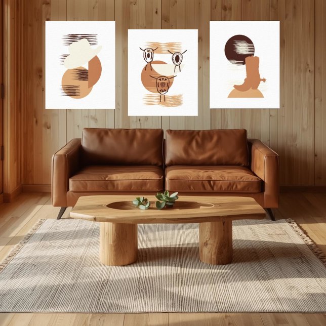 Minimalistic Neutral Coloured Cowboy Hat Canvas Ar Print (Creator Uploaded)