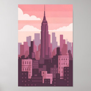 Minimalistic New York City 4K Vector Skyline Poster