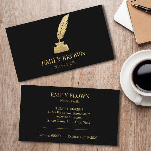 Minimalistic Notary Loan Signing Agent Black Gold Business Card