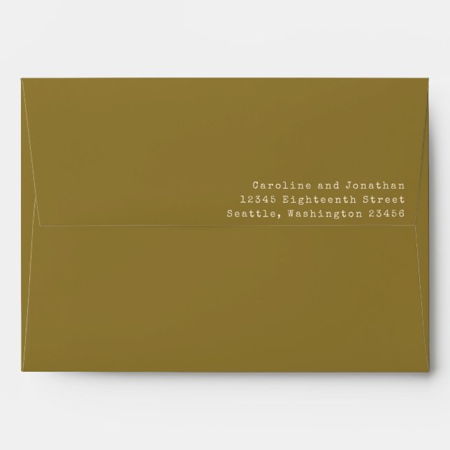Minimalistic Ochre Typewriter Typography Wedding  Envelope (Back (Top Flap))
