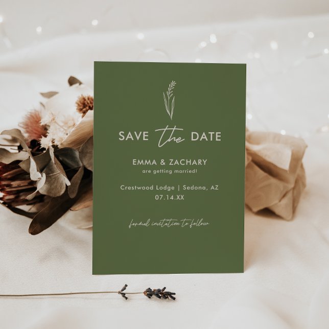 Minimalistic Olive Green Wedding Save The Date (Creator Uploaded)