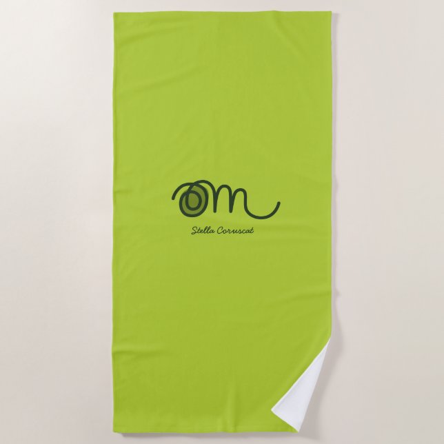 Minimalistic Om Handwritten Personalized Beach Towel (Front)