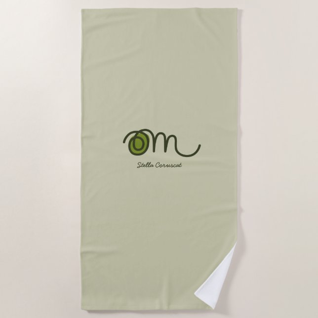 Minimalistic Om Handwritten Personalized Beach Towel (Front)
