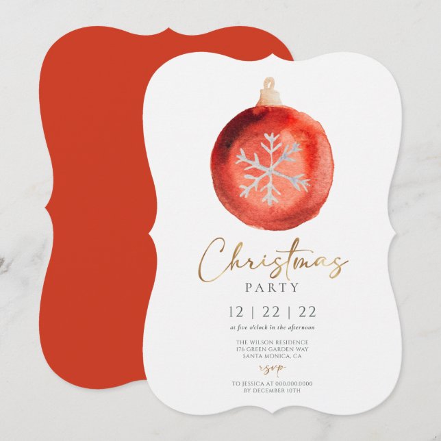 Minimalistic Ornament Winter Christmas Party  Invitation (Front/Back)