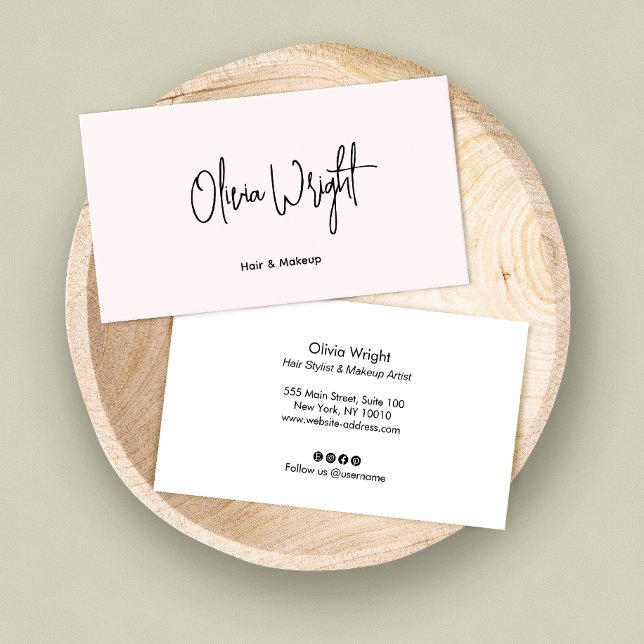 Minimalistic Pastel Pink, Signature Script,    Bus Business Card (Creator Uploaded)