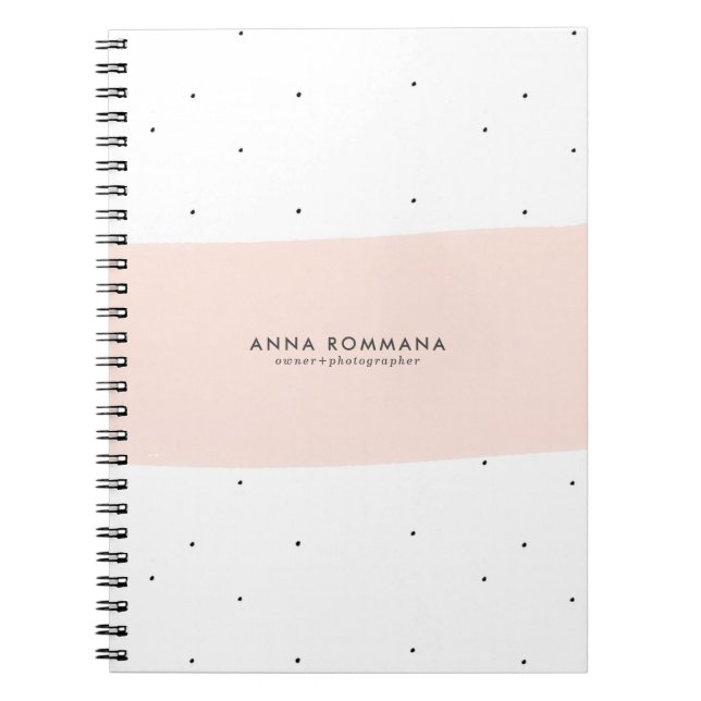 Minimalistic pastel pink & white brushstrokes notebook (Front)