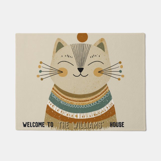 Minimalistic Persian Cat Mum House Cat Entry Mat  (Front)
