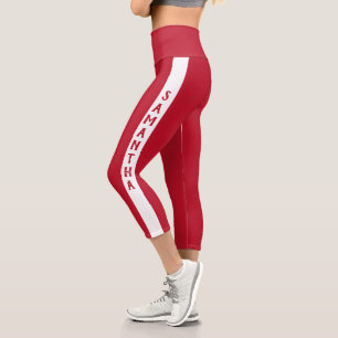 Minimalistic Personalised Name White Stripe Capri Leggings