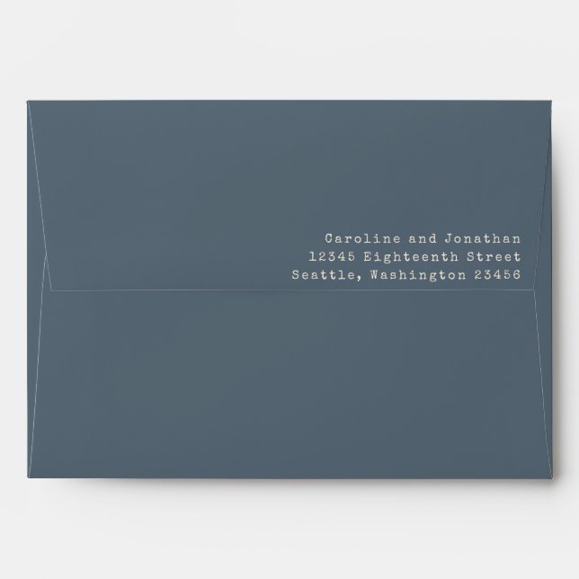 Minimalistic Pewter Typewriter Typography Wedding Envelope (Back (Top Flap))