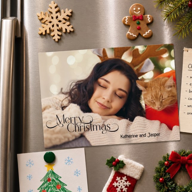 Minimalistic Photo Christmas Card Keepsake Magnet (Creator Uploaded)