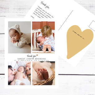 Minimalistic Photo Collage Baby Shower Thank You Postcard