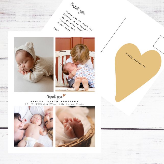 Minimalistic Photo Collage Baby Shower Thank You Postcard (Creator Uploaded)