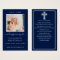 Minimalistic Photo Funeral Celtic Prayer Card Navy
