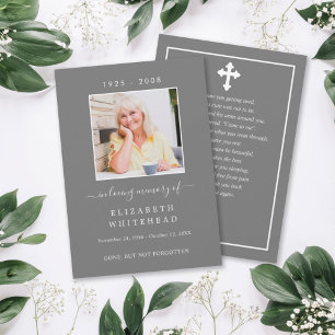 Minimalistic Photo Funeral Prayer Grey Card