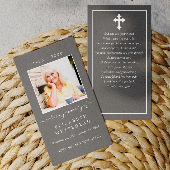 Minimalistic Photo Funeral Prayer Grey Card (Creator Uploaded)