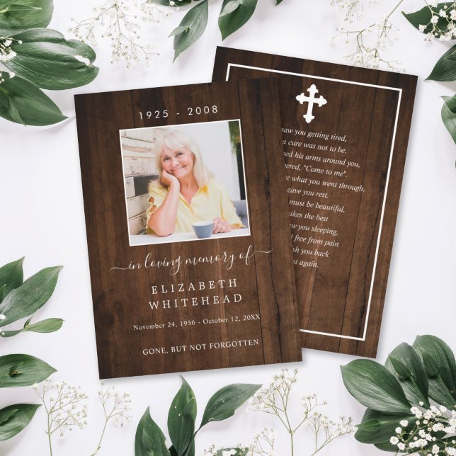 Minimalistic Photo Funeral Prayer Rustic Wood Invitation (Creator Uploaded)