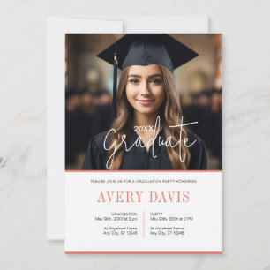 Minimalistic Photo graduation party invitation