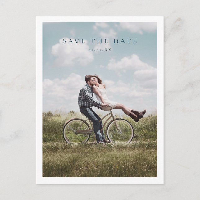Minimalistic photo save the date postcard (Front)