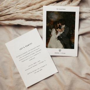 Minimalistic Photo Wedding Elopement & Reception Invitation