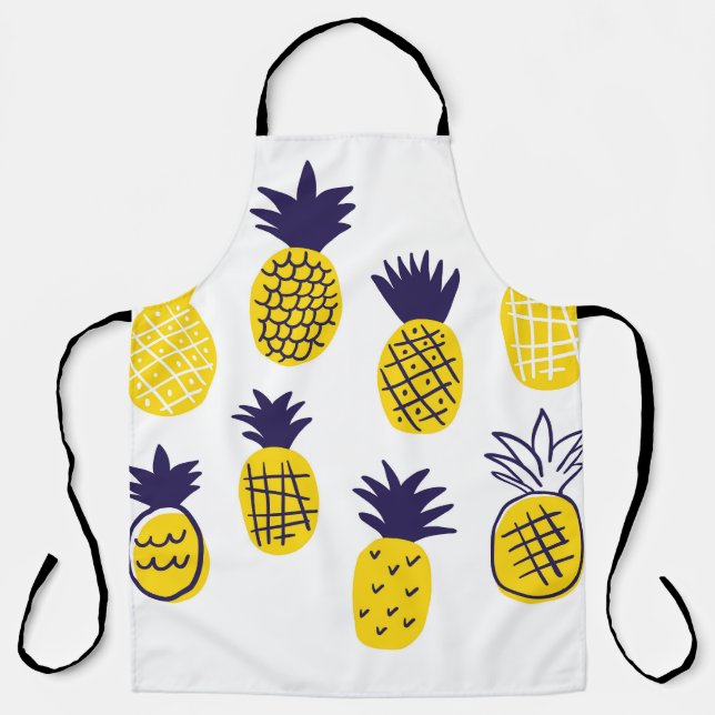 Minimalistic pineapples, colourful abstract design apron (Front)