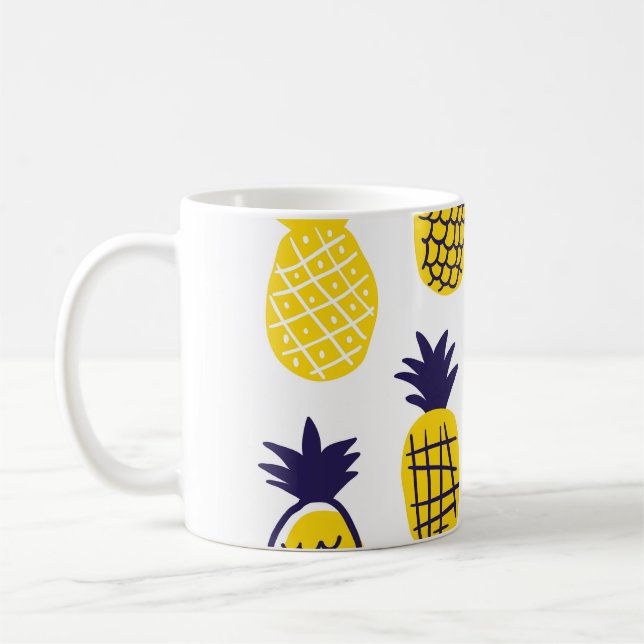 Minimalistic pineapples, colourful abstract design coffee mug (Left)