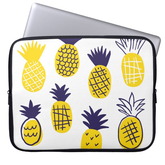 Minimalistic pineapples, colourful abstract design laptop sleeve (Front)