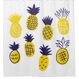 Minimalistic pineapples, colourful abstract design shower curtain
