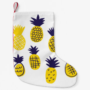 Minimalistic pineapples, colourful abstract design small christmas stocking