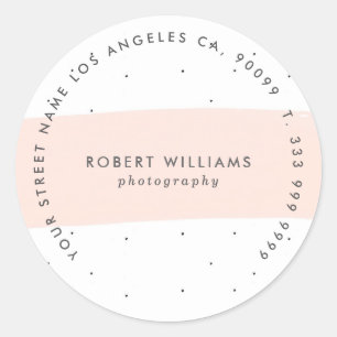 Minimalistic Pink Abstract Brushstroke Classic Round Sticker