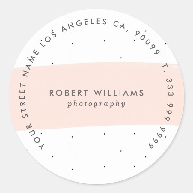 Minimalistic Pink Abstract Brushstroke Classic Round Sticker (Front)