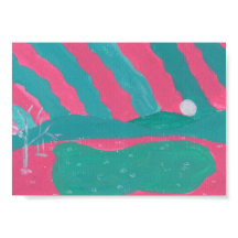 Minimalistic Pink and Green Landscape Print