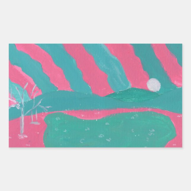 Minimalistic Pink and Green Landscape Stickers (Front)