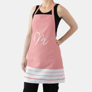 Minimalistic Pink and White Monogram Apron