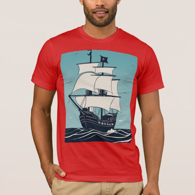 Minimalistic Pirate Character T-Shirt Design (Front)