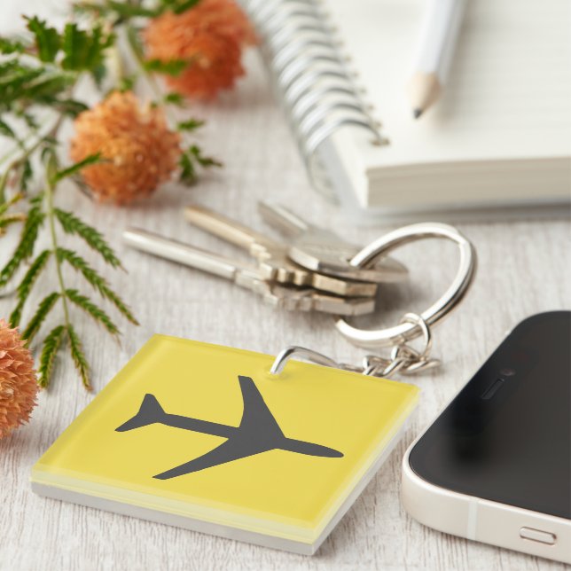 Minimalistic Plane Aeroplane Aviation Fly Key Ring (Front Right)