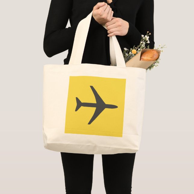 Minimalistic Plane Aeroplane Aviation Fly Large Tote Bag (Front (Product))