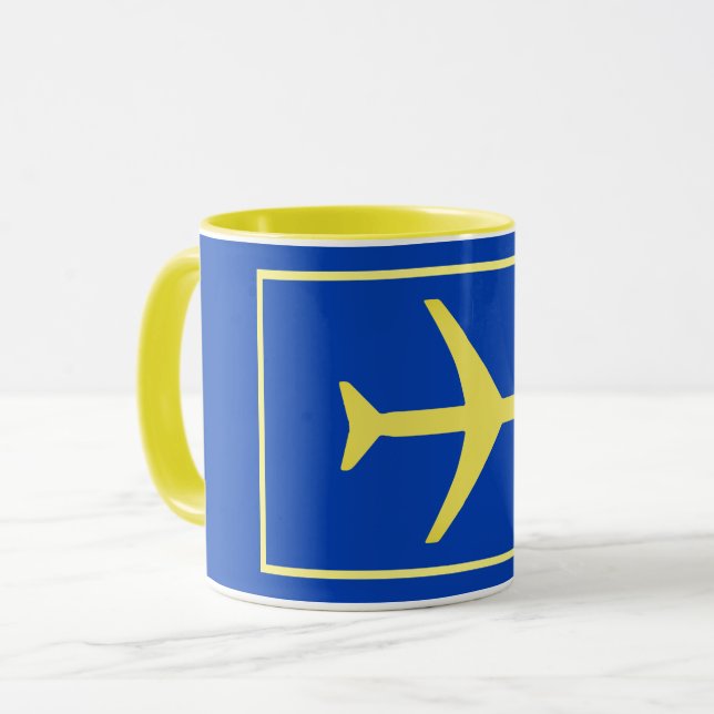 Minimalistic Plane Aeroplane Aviation Fly Mug (Front Left)