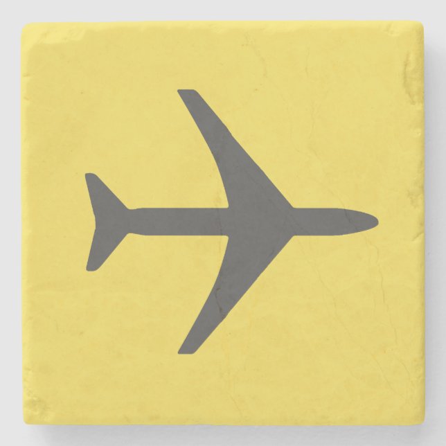 Minimalistic Plane Aeroplane Aviation Fly Stone Coaster (Front)