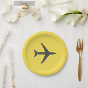 Minimalistic Plane Airplane Aviation Fly Paper Plate