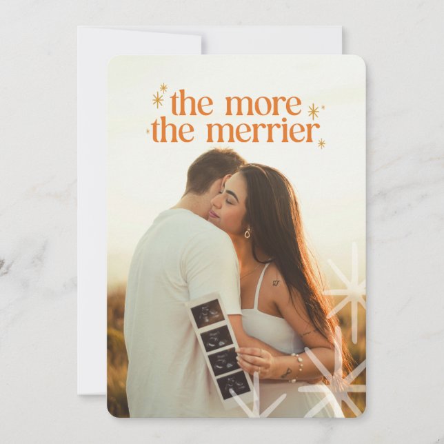 Minimalistic Pregnancy Announcement Christmas Card (Front)