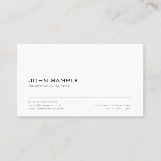 Minimalistic Professional Elegant Modern White Business Card (Front)