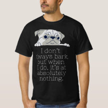 Minimalistic Pug Black T-Shirt: Bark