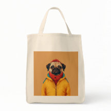 Minimalistic pug tote bag