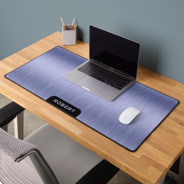 Minimalistic purple-blue brushed aluminium texture desk mat (Office 2)